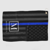 Serviette De Golf Drapeau Patriotique À Thème De Police | Monogramme (Horizontal)