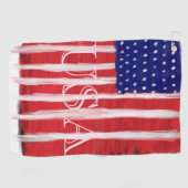 Serviette De Golf Drapeau peint d'art populaire USA (Horizontal)