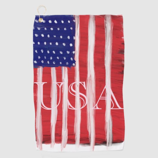 Serviette De Golf Drapeau peint d'art populaire USA (Devant)