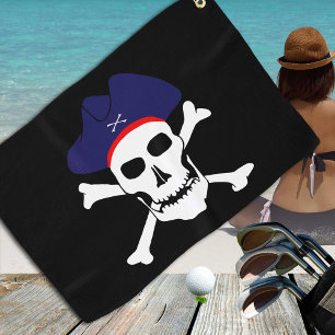 Serviette De Golf Drapeau Pirates et Capitaine Jack, Crâne / Jeux d