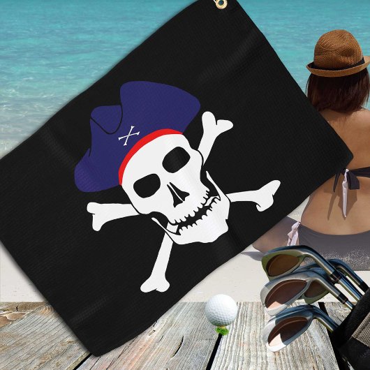 Serviette De Golf Drapeau Pirates et Capitaine Jack, Crâne / Jeux de