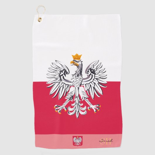 Serviette De Golf Drapeau polonais & Pologne, monogrammed /lady Torc (Devant)