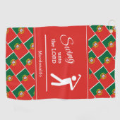 Serviette De Golf DRAPEAU PORTUGAIS PERSONNALISÉ Rouge (Horizontal)