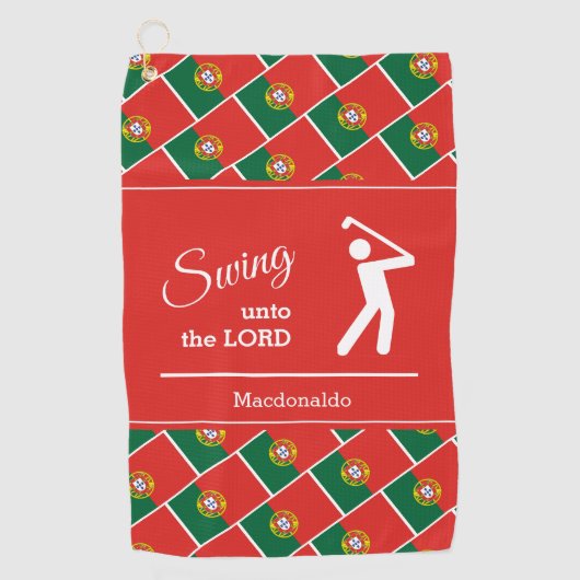 Serviette De Golf DRAPEAU PORTUGAIS PERSONNALISÉ Rouge (Devant)