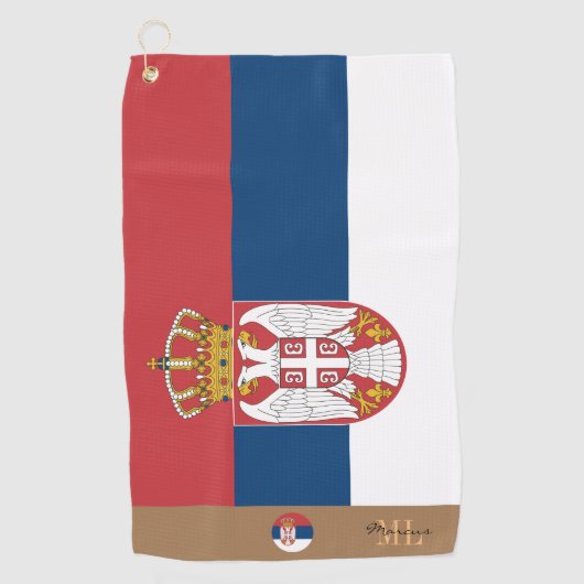 Serviette De Golf Drapeau serbe & Serbe monogrammed Golf Towel (Devant)