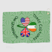 Serviette De Golf Drapeau Shamrock irlandais américain britannique p (Horizontal)