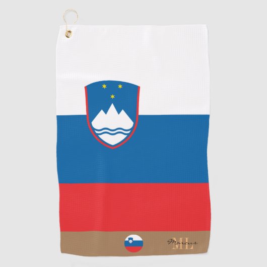 Serviette De Golf Drapeau slovène & Slovénie monogrammed / Golf (Devant)
