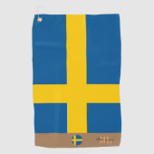 Serviette De Golf Drapeau suédois & Suède, monogrammed / Golf (Devant)