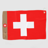Serviette De Golf Drapeau suisse & Suisse, monogrammed / Golf (Horizontal)