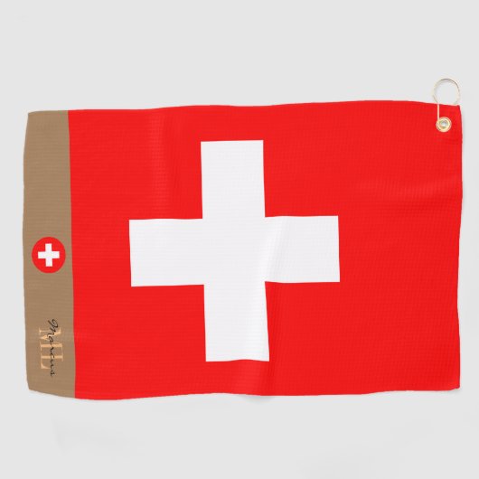 Serviette De Golf Drapeau suisse & Suisse, monogrammed / Golf (Horizontal)