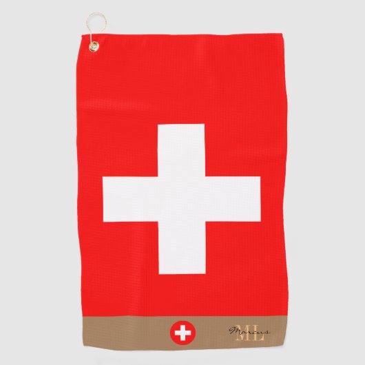 Serviette De Golf Drapeau suisse & Suisse, monogrammed / Golf (Devant)