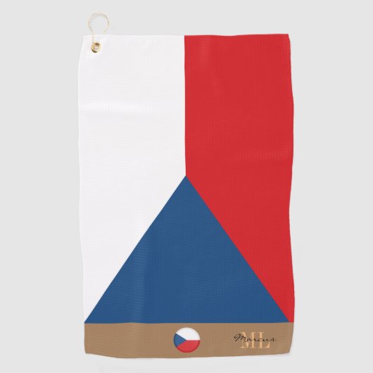 Serviette De Golf Drapeau tchèque & République tchèque monogrammed G (Devant)