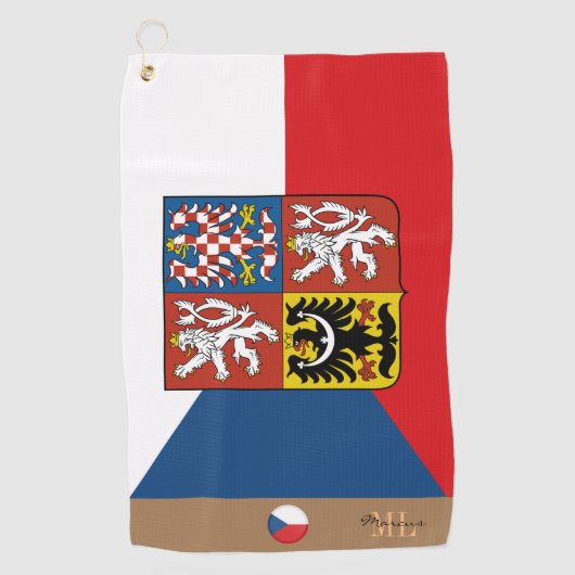 Serviette De Golf Drapeau tchèque & République tchèque monogrammed G (Devant)