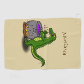 Serviette De Golf Drôle alligator vert cuisine dessin animé (Horizontal)