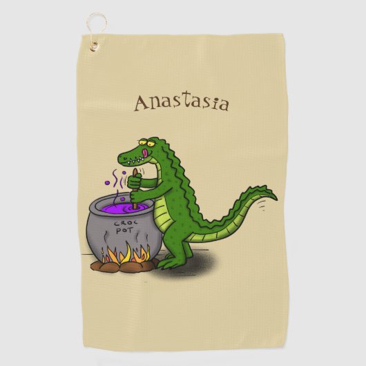 Serviette De Golf Drôle alligator vert cuisine dessin animé (Devant)