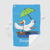 Serviette De Golf Drôle canard avec parapluie dessin animé (En situation)