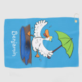 Serviette De Golf Drôle canard avec parapluie dessin animé (Horizontal)