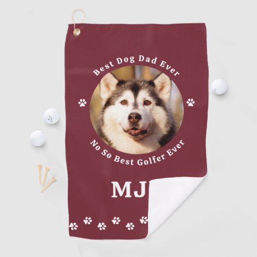 Serviette De Golf Drôle CHIEN DAD Photo personnalisée Golfer Rouge (En situation)