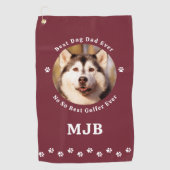 Serviette De Golf Drôle CHIEN DAD Photo personnalisée Golfer Rouge (Devant)