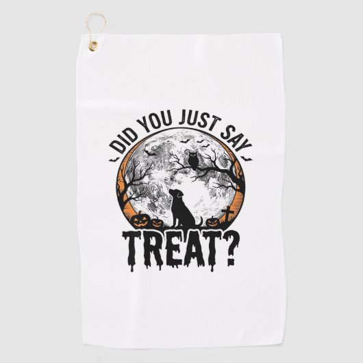 Serviette De Golf Drôle de friandise pour chien Halloween Design vec (Devant)
