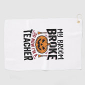 Serviette De Golf Drôle de professeur d'Halloween Balai cassé Vector (Horizontal)
