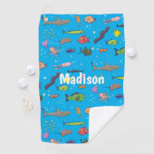Serviette De Golf Drôle des créatures marines dessin motif (En situation)