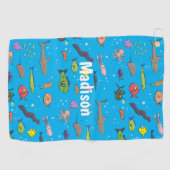 Serviette De Golf Drôle des créatures marines dessin motif (Horizontal)