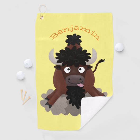 Serviette De Golf Drôle dessin animé de bison de buffle (En situation)