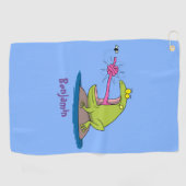 Serviette De Golf Drôle dessin animé de grenouille et mouche (Horizontal)