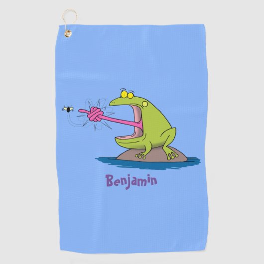 Serviette De Golf Drôle dessin animé de grenouille et mouche (Devant)