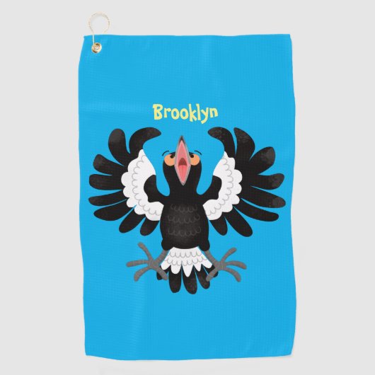 Serviette De Golf Drôle dessin animé de Magpie australienne (Devant)
