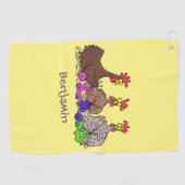 Serviette De Golf Drôle dessin animé de poulets de tricot (Horizontal)