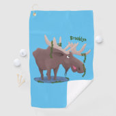 Serviette De Golf Drôle dessin animé d'orignal heureux (En situation)