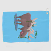 Serviette De Golf Drôle dessin animé d'orignal heureux (Horizontal)