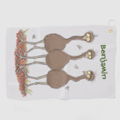 Serviette De Golf Drôle dessin animé du trio australien emu (Horizontal)