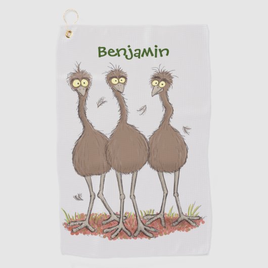 Serviette De Golf Drôle dessin animé du trio australien emu (Devant)