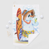 Serviette De Golf Drôle Été Snowman Surfer Boit Cocktail Frais (En situation)