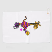 Serviette De Golf Drôle Giraffe Jouer Pickleball (Horizontal)