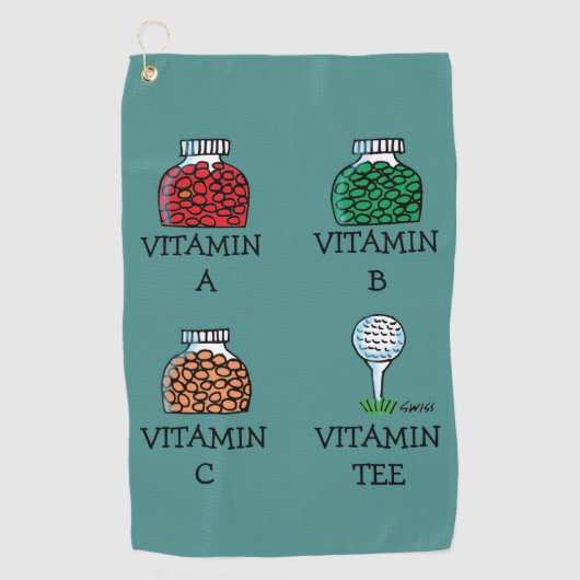 Serviette De Golf Drôle Golfer Vitamin Tee Cartoon Golf Serviette (Devant)
