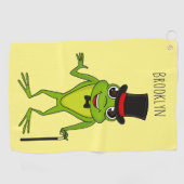 Serviette De Golf Drôle grenouille avec chapeau dessus dessin animé (Horizontal)