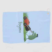Serviette De Golf Drôle grenouille verte tondre la pelouse dessin (Horizontal)