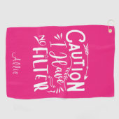 Serviette De Golf Drôle Humour rose et blanc femmes (Horizontal)