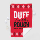 Serviette De Golf Drôle Jacquard rouge Duff dans la rudesse (En situation)