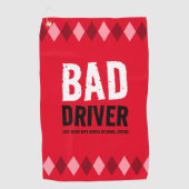 Serviette De Golf Drôle Jacquard rouge mauvais conducteur ... (Devant)