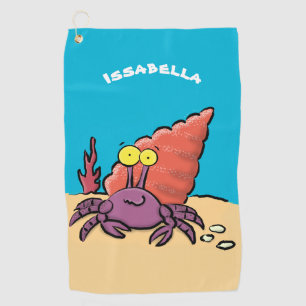 Serviette De Golf Drôle mignon caricature pourpre crabe ermite