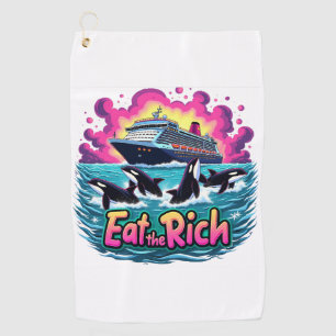 Serviette De Golf Drôle Mignonne Orca Baleine Mange Rich