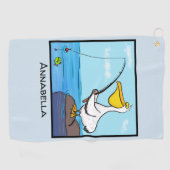 Serviette De Golf Drôle pélican de pêche (Horizontal)