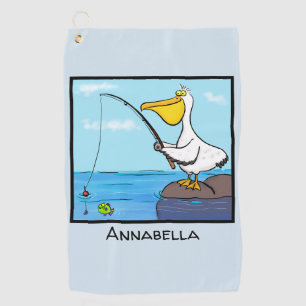 Serviette De Golf Drôle pélican de pêche