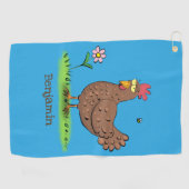 Serviette De Golf Drôle poulet rustique whimsical dessin animé (Horizontal)