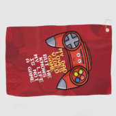 Serviette De Golf Drôle Rouge Joystick Fête des pères Salutation (Horizontal)